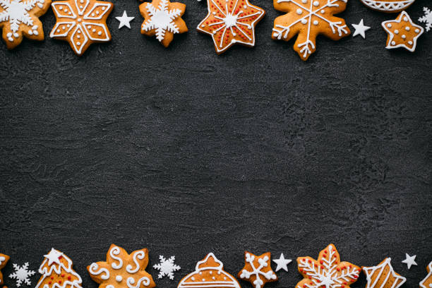 istock Christmas background with gingerbread cookies 1177917568
