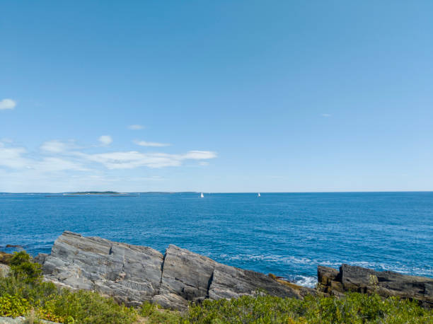 Casco Bay View of Casco Bay from Giant Steps Hike casco bay stock pictures, royalty-free photos & images