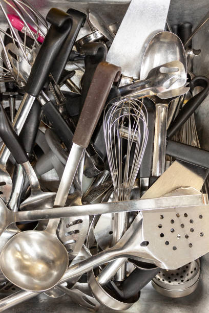 istock Tray of various old kitchen cooking utensils 1177929486