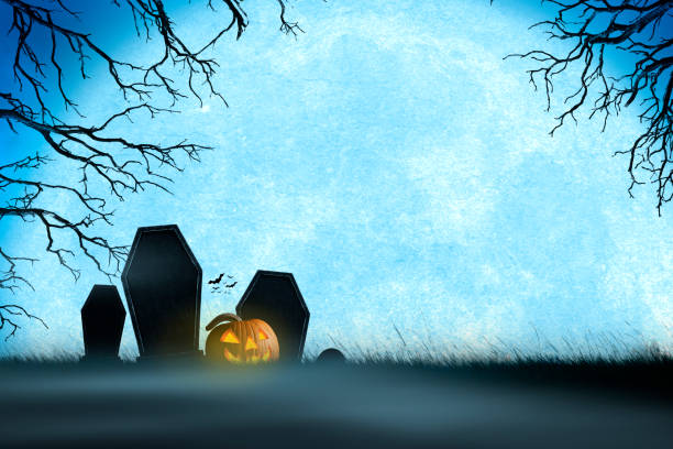 istock Headstones Silhouetted By Halloween Moon 1177933635