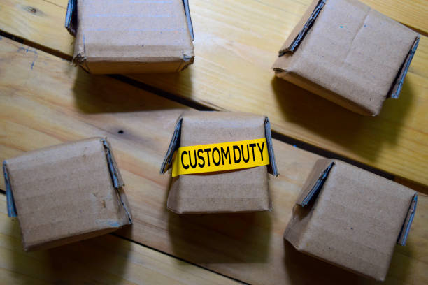 istock Custome Duty text on small box. isolated on table. Business Concept 1177937581