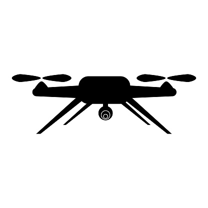Simple Vector Silhouette of Drone, isolated on white background