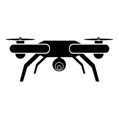 Simple Vector Silhouette of Drone, isolated on white background