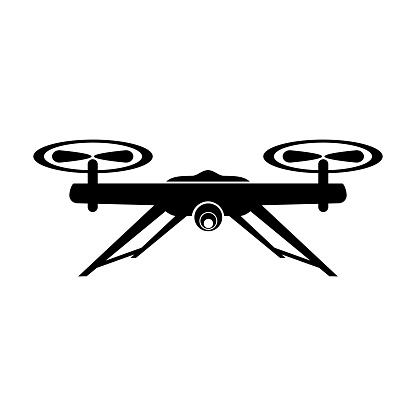 Simple Vector Silhouette of Drone, isolated on white background