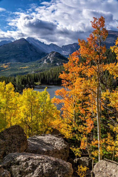 istock Longs Peak Clouds and Bear Lake Aspens 1177941781