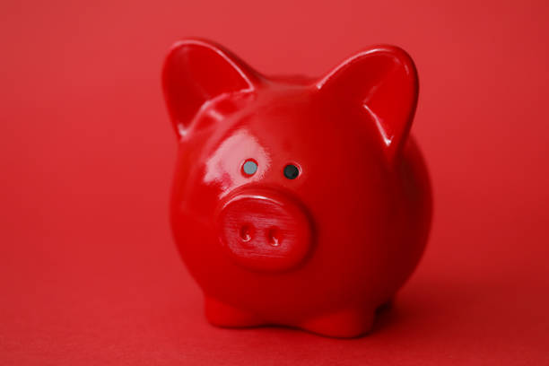 istock Red piggy box background. Fast banking credit 1177943049