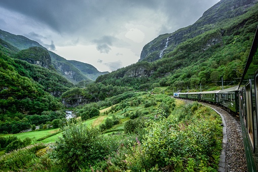 train running through the mountains
