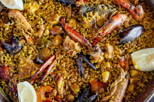 Traditional Spanish seafood paella