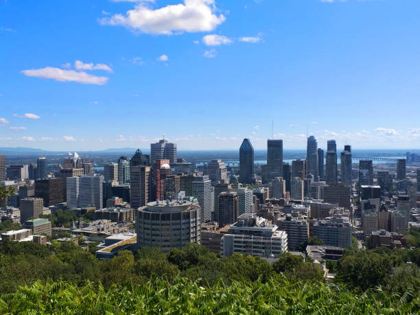 montreal skyline von kondiaronk belvedere - rathaus von montréal stock-fotos und bilder