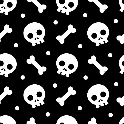 Halloween Pattern And Wallpaper For Gift And Present On Halloween Day  Skeletons And Bones Stock Illustration - Download Image Now - iStock