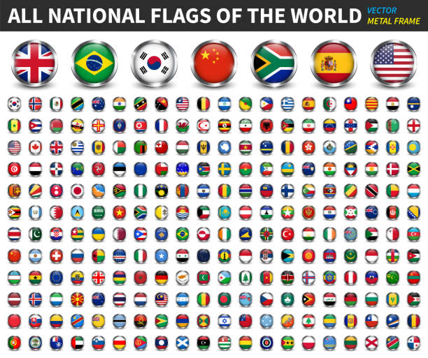 istock All national flags of the world . Circle metal frame with sparkle design . White isolated background . Element Vector . 1177974837