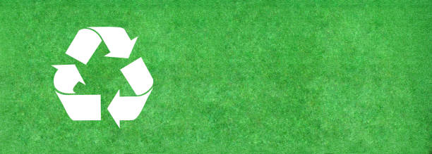 istock Ecology and Environmental Pollution Concept : Recycle sign icon on green artificial grass. 1177974845