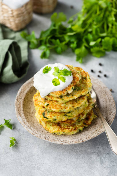 istock Zucchini fritters with yogurt sauce 1177983254