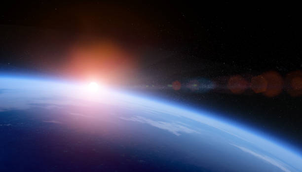 istock Sunrise over space Earth view from orbit with stars field 1177993975