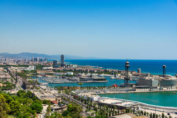 istock Panoramic view at Barcelona city and mountains in Spain 1177994058