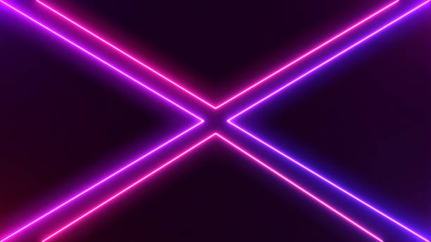 istock Abstract Neon bright lens flare colored on black background. Laser show colorful design for banners advertising technologies 1177994348