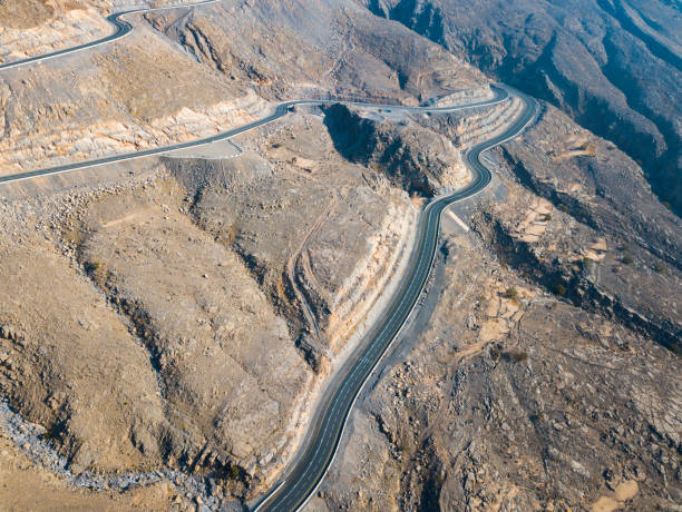 istock Desert mountain road in the UAE aerial view 1177995321