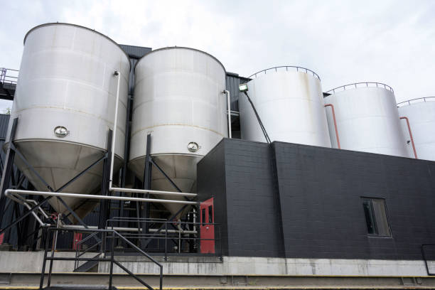 Distillate whiskey factory over sky isolated, Bard Town Kentucky, USA