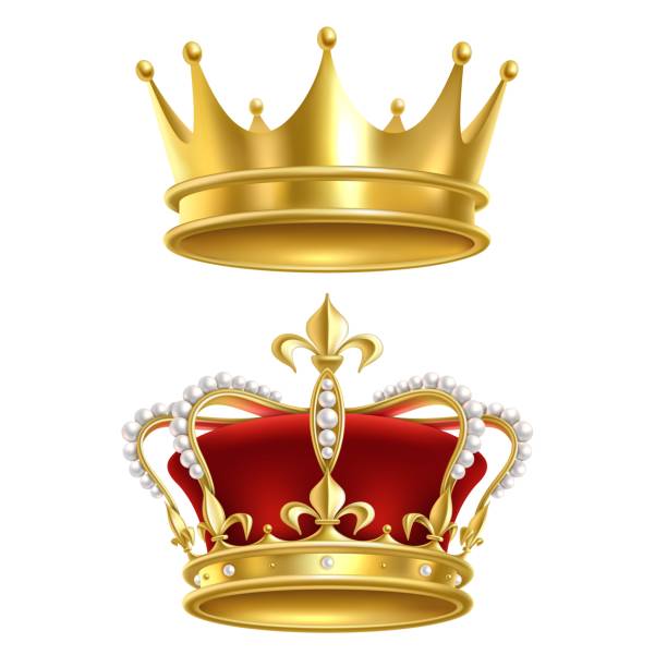 istock Real royal crown. Imperial gold luxury monarchy medieval crowns for heraldic sign isolated realistic vector set on white background 1177999630