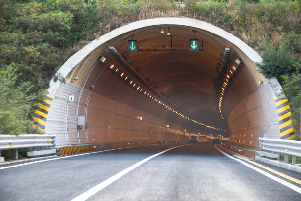 Entrance to a country road tunnel stock photo