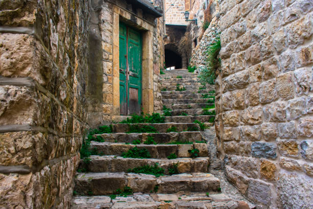 A narrow pedestrian street in the old part of the Lebanon village of Deir El Qamar