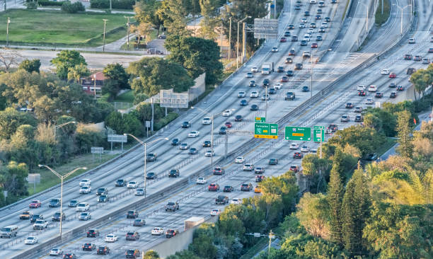 istock Interstate traffic, aerial view from helicopter 1178006897