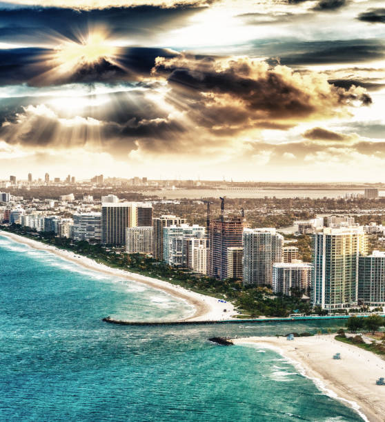 istock Miami Beach aerial skyline at dusk, Florida 1178009244