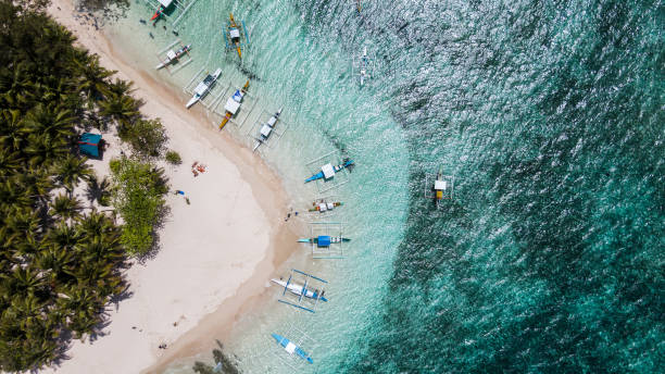 istock Small island in the Philippines with a white sand beach and palm trees 1178009775