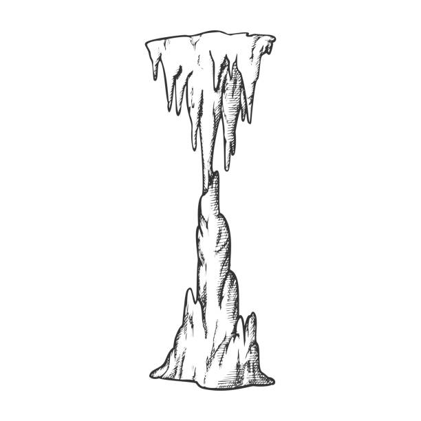 ilustrações, clipart, desenhos animados e ícones de vetor congelado da tinta da cachoeira do estalactite do icicle - stalactite