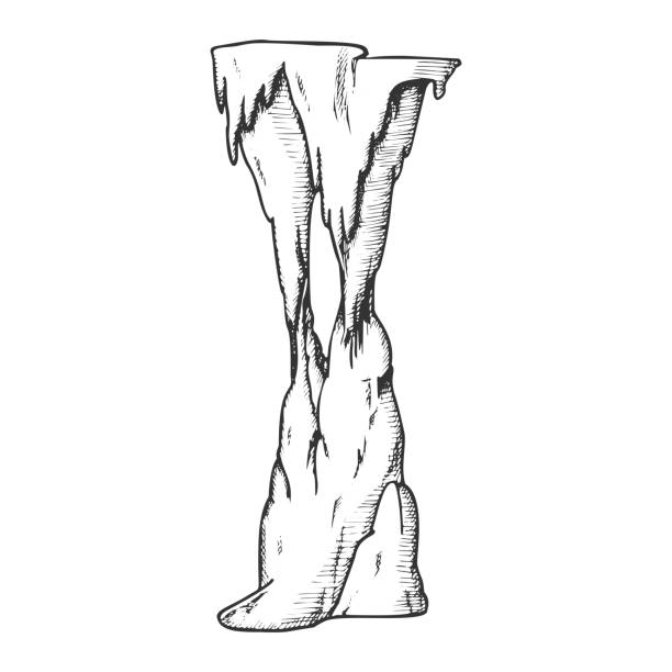 ilustrações, clipart, desenhos animados e ícones de vetor decorativo da tinta do elemento do túnel de stalactite - stalactite