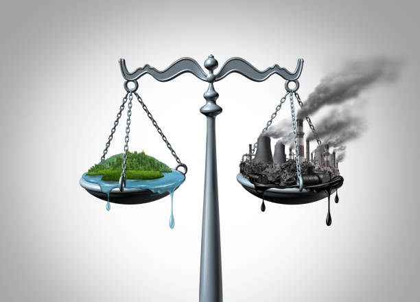 Ecology Law Ecology law environmental impact assessment and natural resources law and taking climate legal action and greenhouse gas reduction regulations with 3D illustration elements. environmental justice stock pictures, royalty-free photos & images