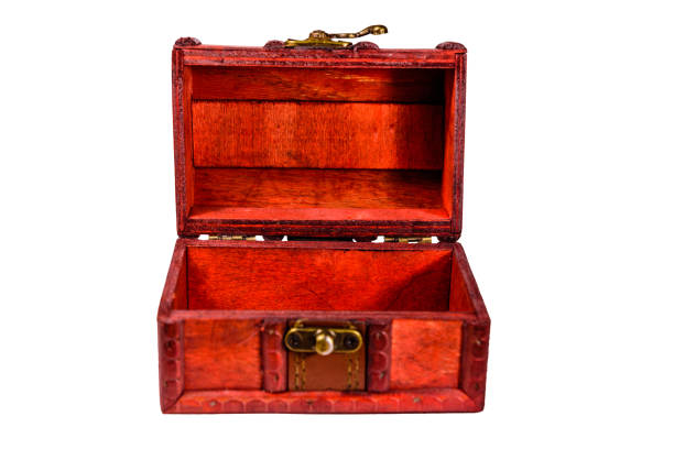 istock Opened vintage chest from red wood isolated on a white background 1178017719