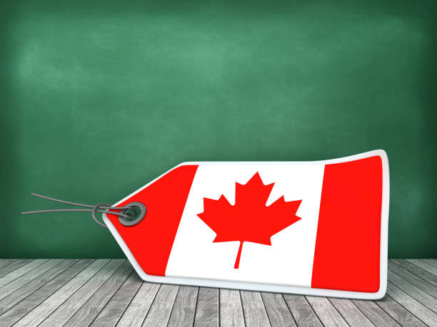 istock Canadian Flag Price Tag on Chalkboard Background - 3D Rendering 1178019361