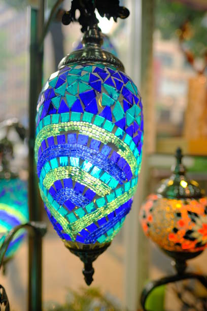 istock Colorful Christmas stained grass traditional lamp lantern light for decoration 1178020088