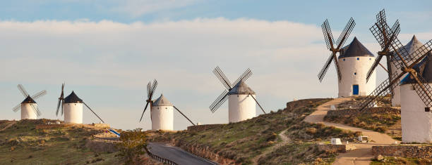 istock Panoramic view traditional antique windmills in Spain. Consuegra, Toledo 1178023384