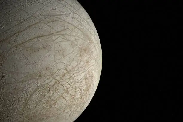 Digitally generated photograph of the Europa, the moon of Jupiter.