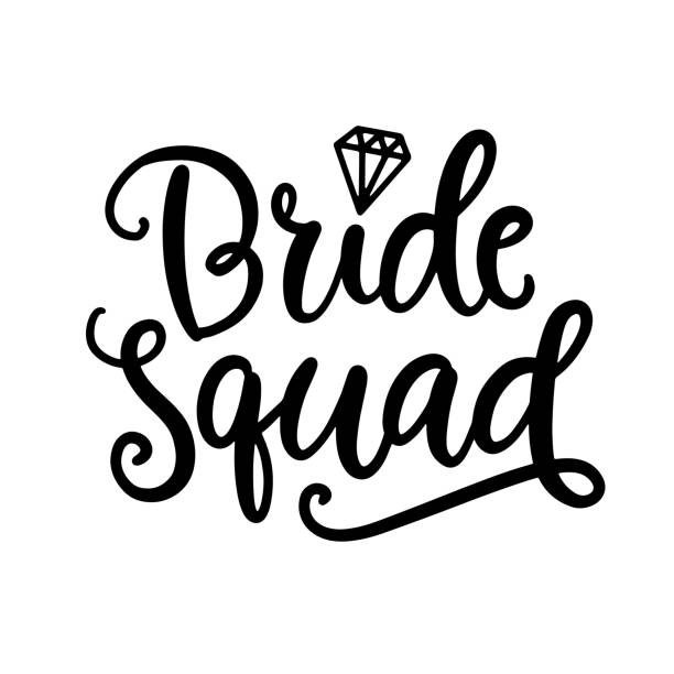 Bride Squad Lettering Wedding Decoration With Modern Calligraphy