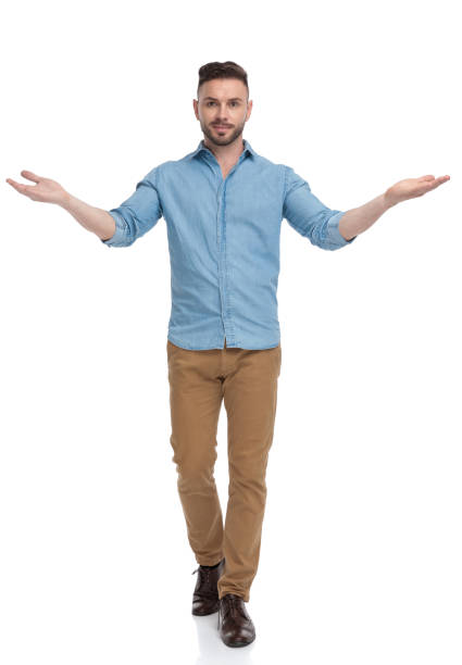 istock fine gentleman walking and greeting polite with both hands 1178039395