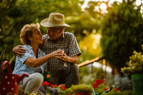 istock Cheerful senior couple embracing and looking each other 1178039467
