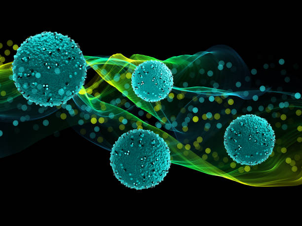 istock 3D medical background with virus cells on flowing waves 1178039624