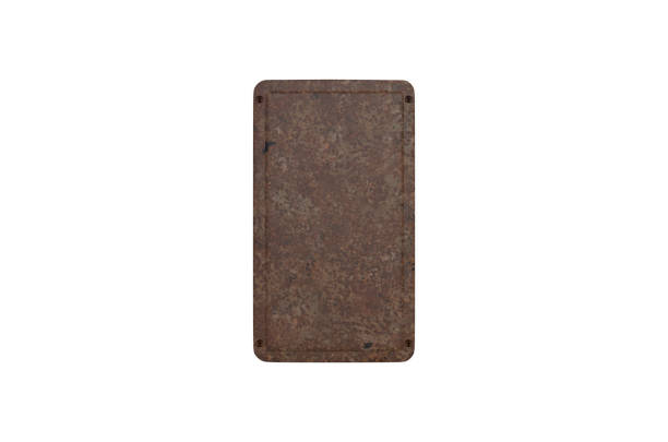 istock Vintage rusty metal plate mock up on isolated white background, 3d illustration 1178041477