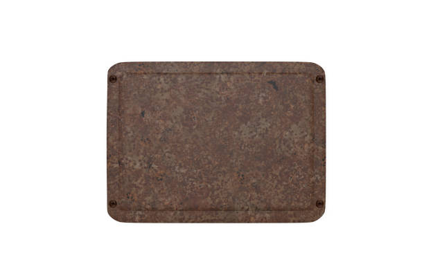istock Vintage rusty metal plate mock up on isolated white background, 3d illustration 1178041711