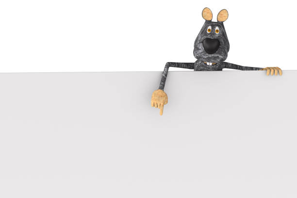 rat with banner on white background. Isolated 3D illustration