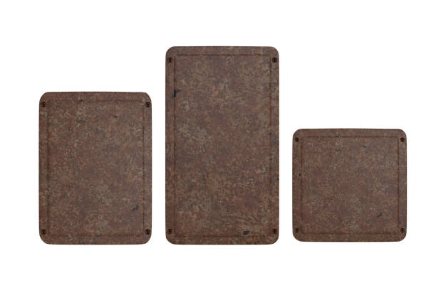 istock Vintage rusty metal plate mock up on isolated white background, 3d illustration 1178041885