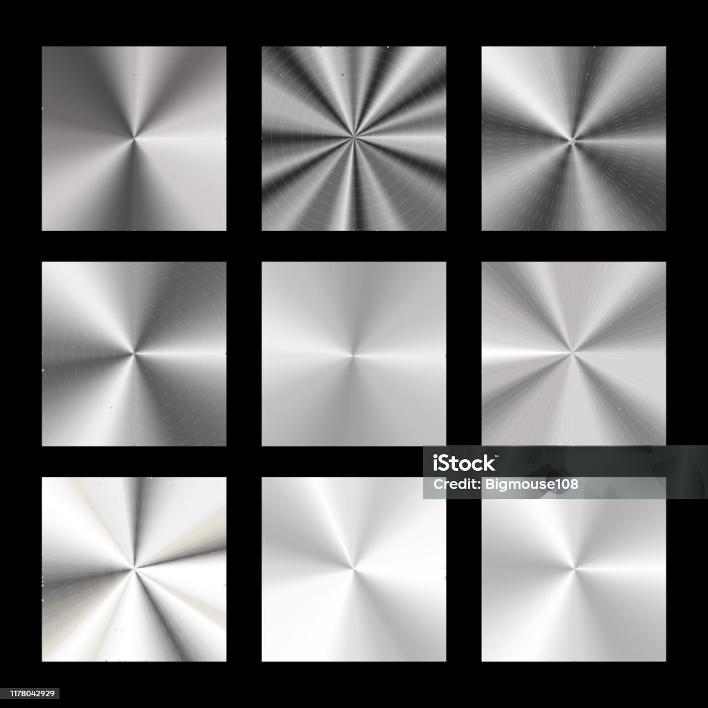 Realistic Detailed 3d Radial Conical Metallic Gradient Set Vector Stock ...