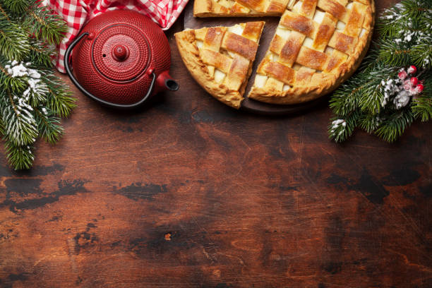 istock Christmas greeting card with apple pie 1178044565
