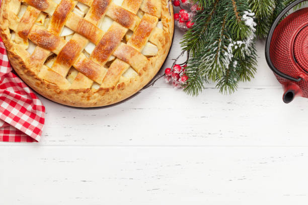 istock Christmas greeting card with apple pie 1178044576