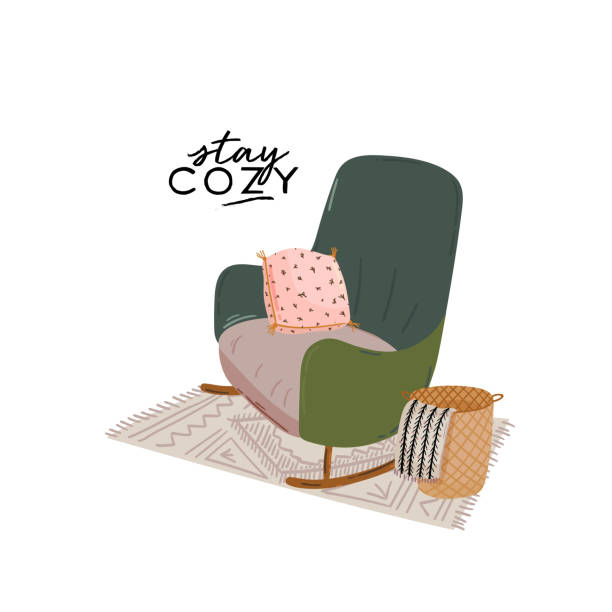 ilustrações, clipart, desenhos animados e ícones de apartamento moderno e confortável mobilado em estilo hygge. - scandic