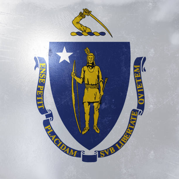 icône d'indicateur d'état du massachusetts - massachusetts flag state insignia photos et images de collection