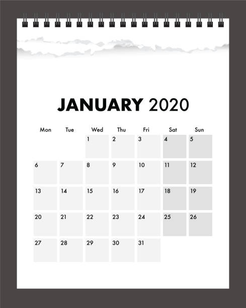 ein zerrissenes kalenderpapier 2020 - kalender abreißen stock-grafiken, -clipart, -cartoons und -symbole